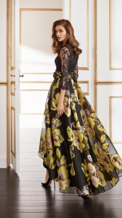 Vestido capa estampado Marfil Barcelona.